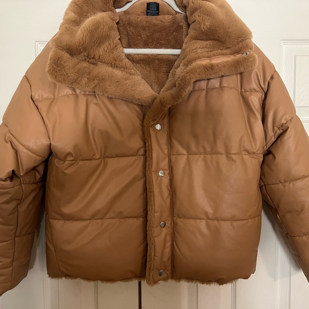 Express Reversible Vegan Leather & Faux Fur Puffer